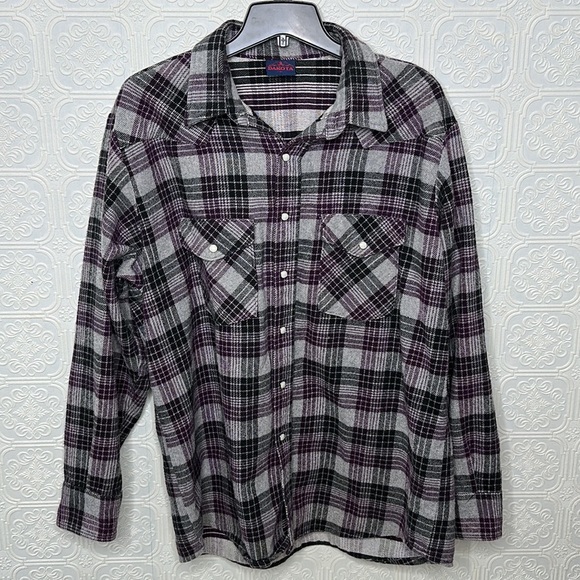 Dakota | Heavy Duty Plaid Flannel, Black, Gray, Purple & White - Picture 1 of 8